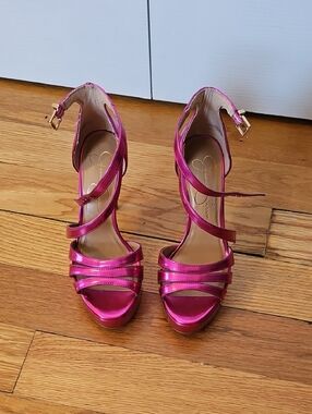 Jessica Simpson Shyremin Fuchsia Strappy High Heel Sandals
